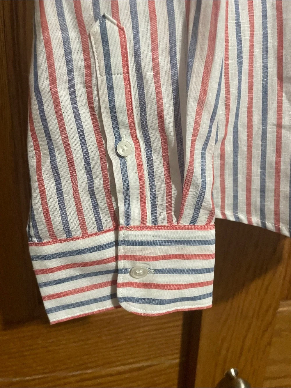 Banana Republic White Shirt with Red and Blue Stripes
